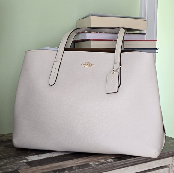 Coach Vanilla Leather Charlie Carryall Satchel Tote Bag - Picture 4 of 15